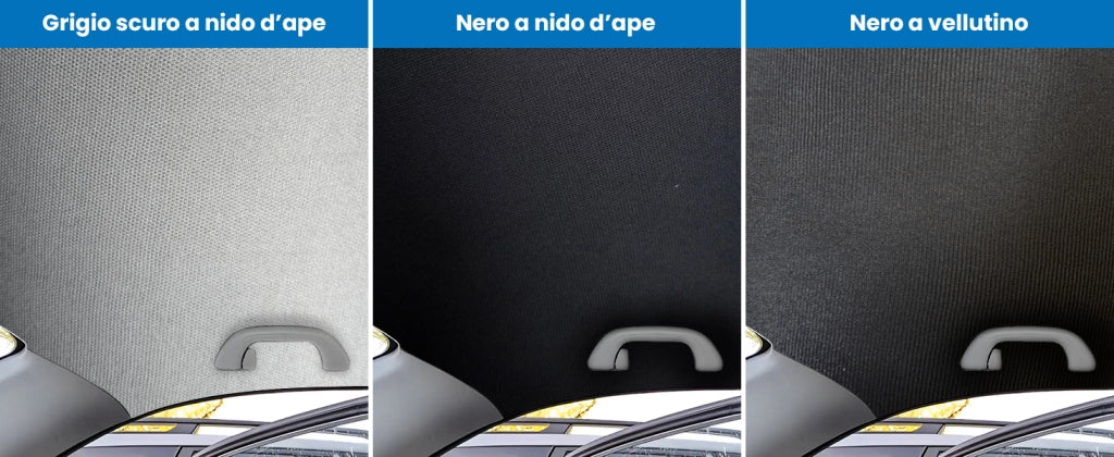Kit Riparazione Tessuto Cielo Auto - Nido D'ape Nero Con 3 Colle a Pennello - Misura 1,50 x 2 m - Adatto anche per Pannelli Portiere e Pantoni