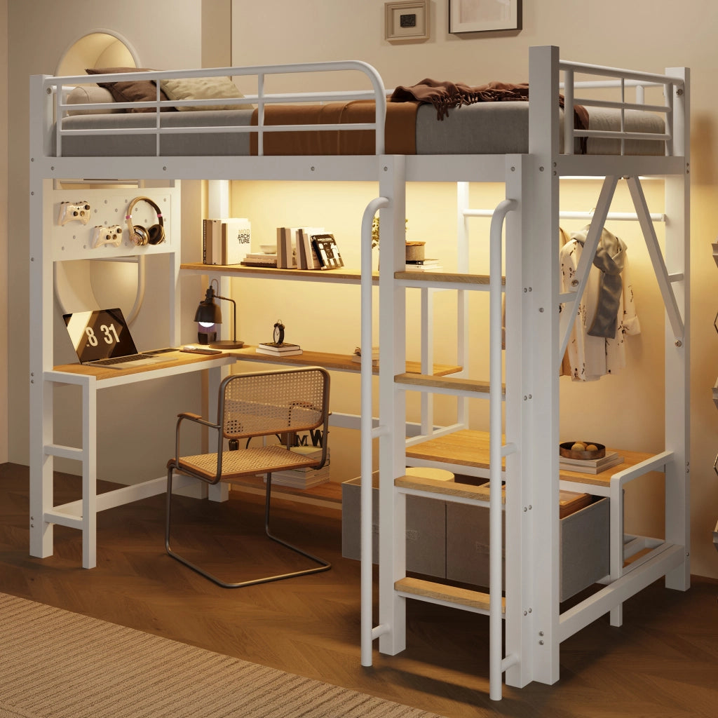 letto a castello metallo e mdf bianco 90 x 200 cm