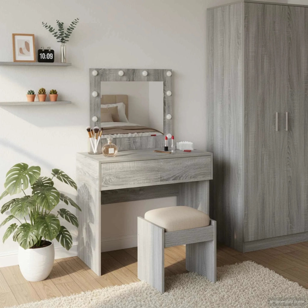Tavolo da Trucco Grigio 83 x 40 x 70 cm Legno multistrato 865231