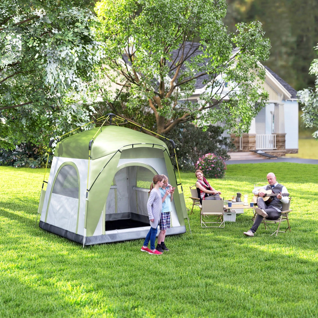 Tenda da campeggio pop-up 3 persone ¨C Xylo ¨C con 4 porte, 4 finestre e borsa per trasporto, verde e grigio