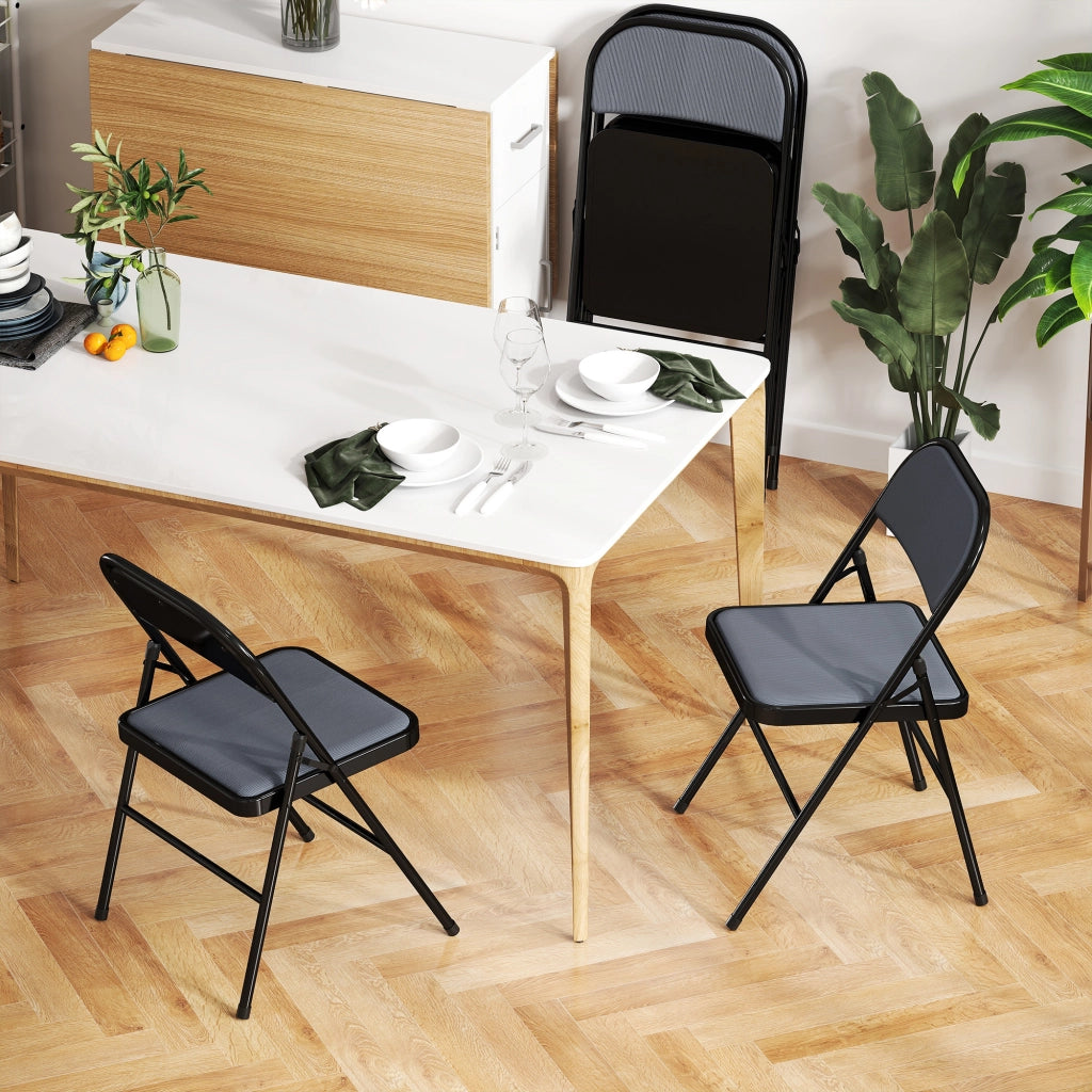 Set 4 Sedie Pieghevoli da Pranzo ¨C Xylo ¨C Struttura Metallo Grigio 45x46x78cm