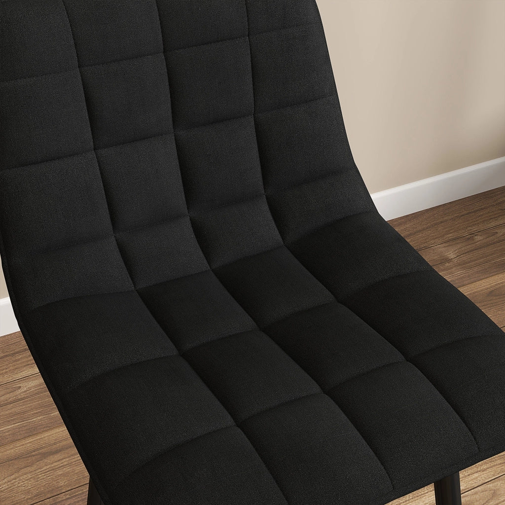 Set 2 Sgabelli da Cucina Stile Nordico 45x47x84 cm in Tessuto Effetto Velluto e Metallo Nero