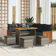 Set Divano da Giardino con cuscino 9 pcs Grigio polyrattan