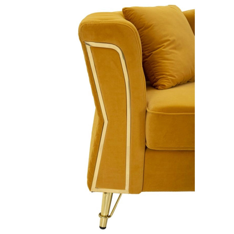 Divano Emy Senape Con Cuscini cm 162x83x76