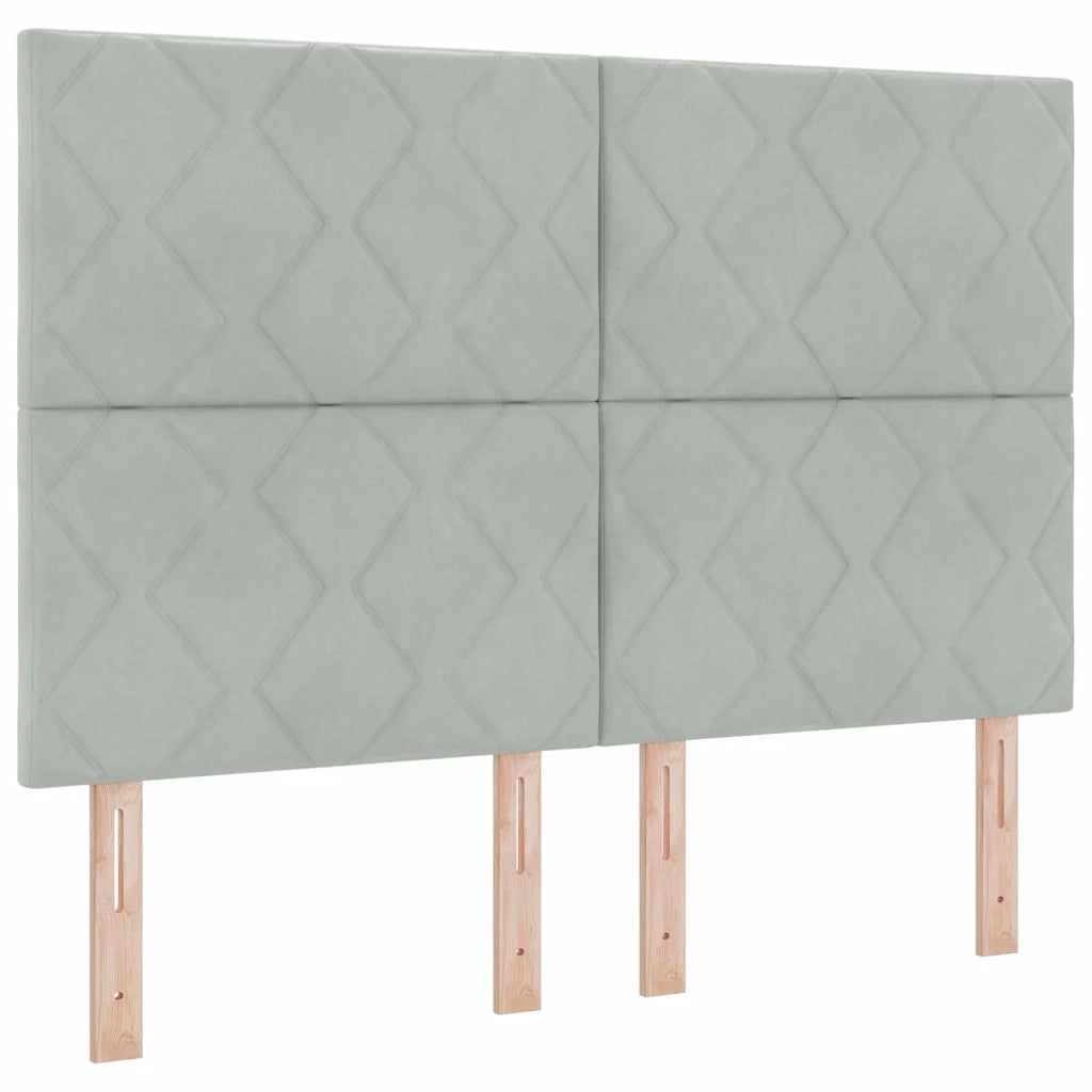 Letto a molle con testiera Grigio chiaro 140 x 200 cm Velluto 3345011