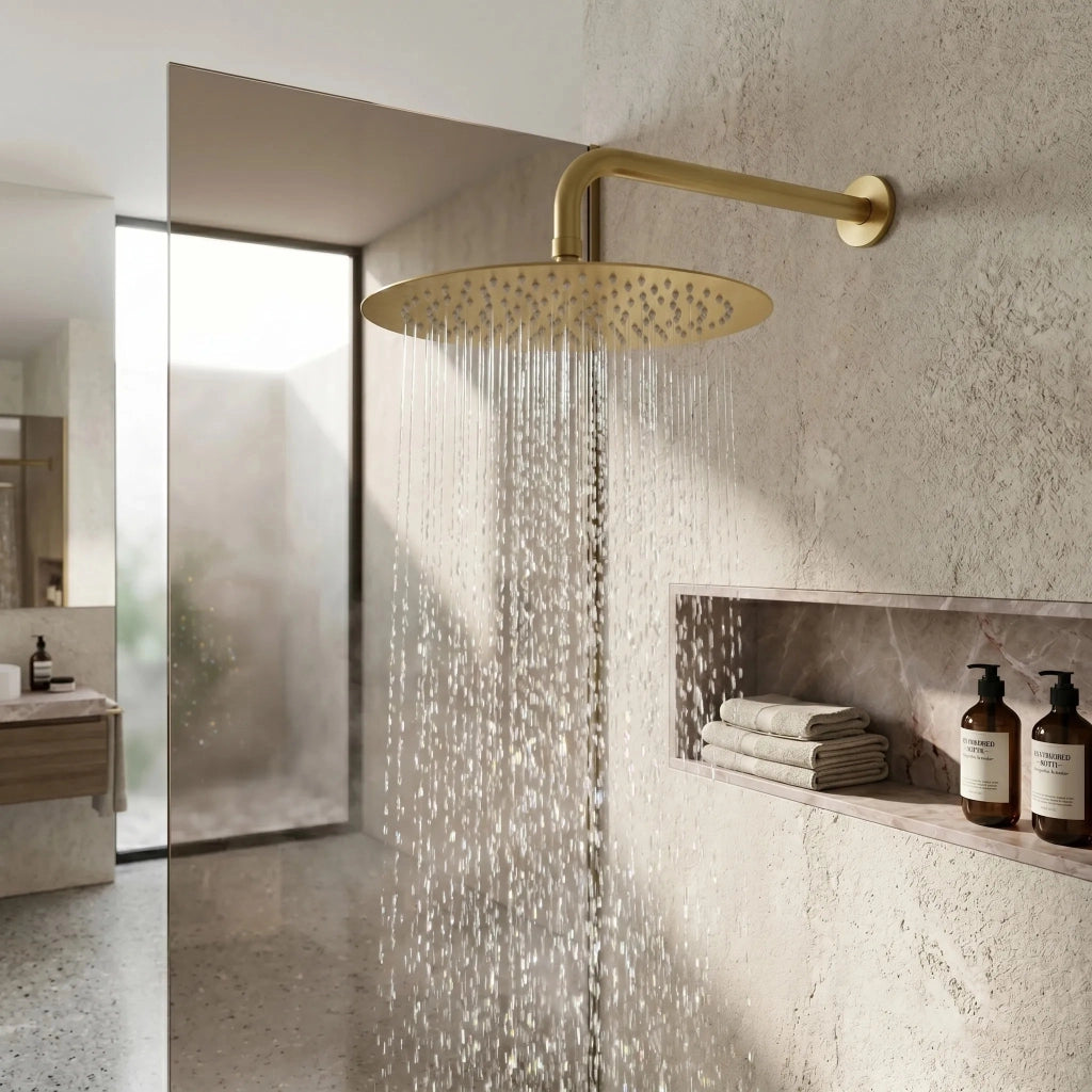 Soffione Doccia Rotondo Rea Js-p014bg 30cm Brush Gold