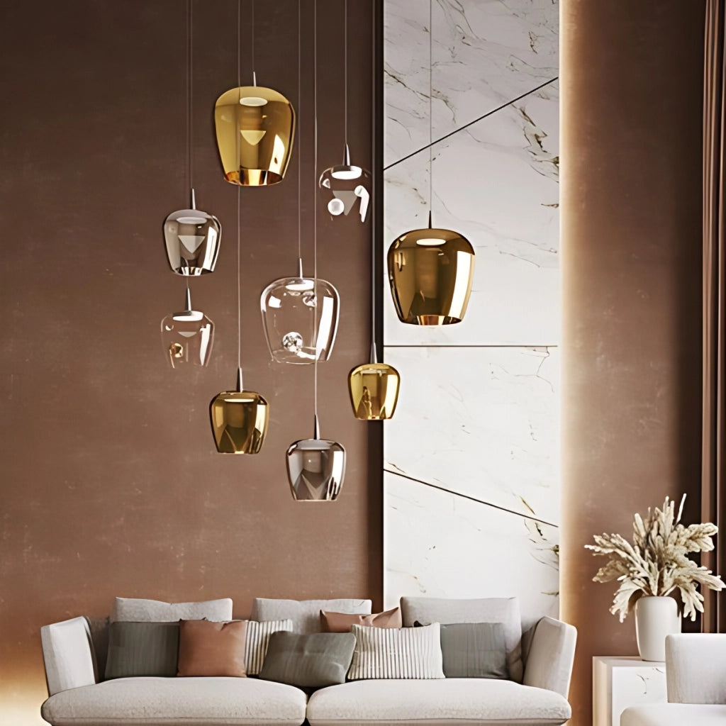 Zafferano Lampada a sospensione Bilia 27 LED 8W 2700K 645lm in alluminio sabbiato, design raffinato con diffusore in vetro borosilicato soffiato