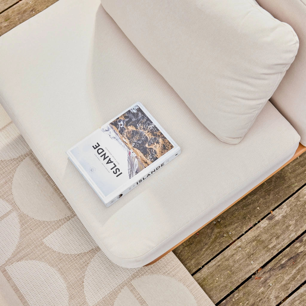 Salotto da giardino in legno di acacia, 4 posti, beige