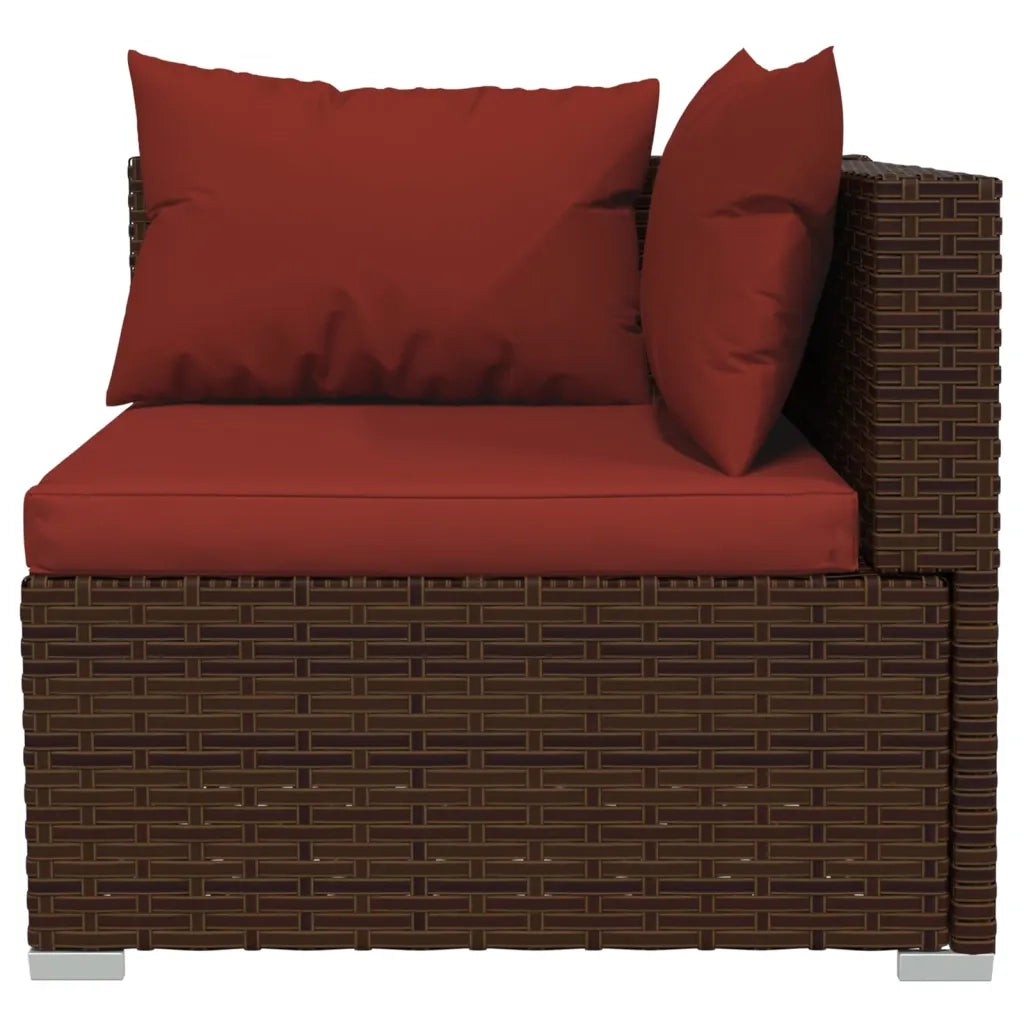 Set Divani da Giardino 5 pz con Cuscini in Polyrattan Marrone 3101435