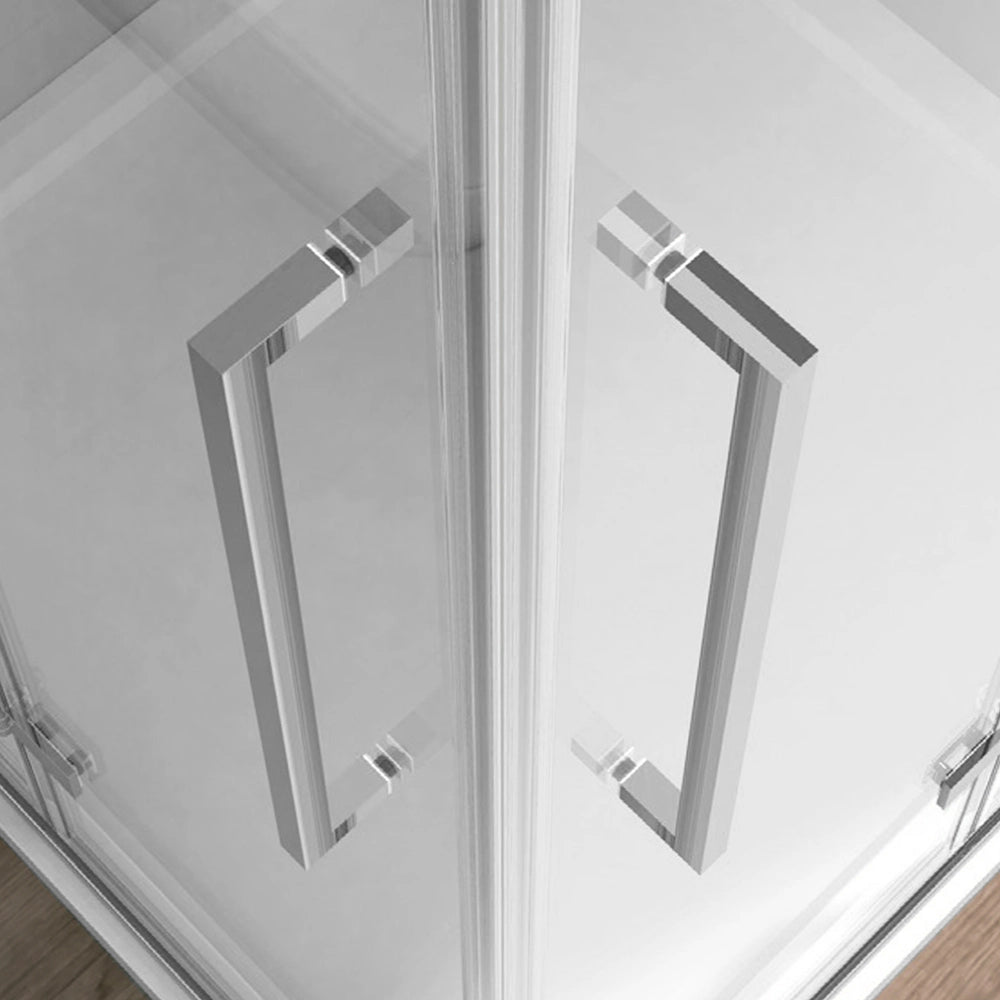 Box doccia angolare 80x90 in vetro temperato trasparente doppio soffietto con profili cromo Neos
