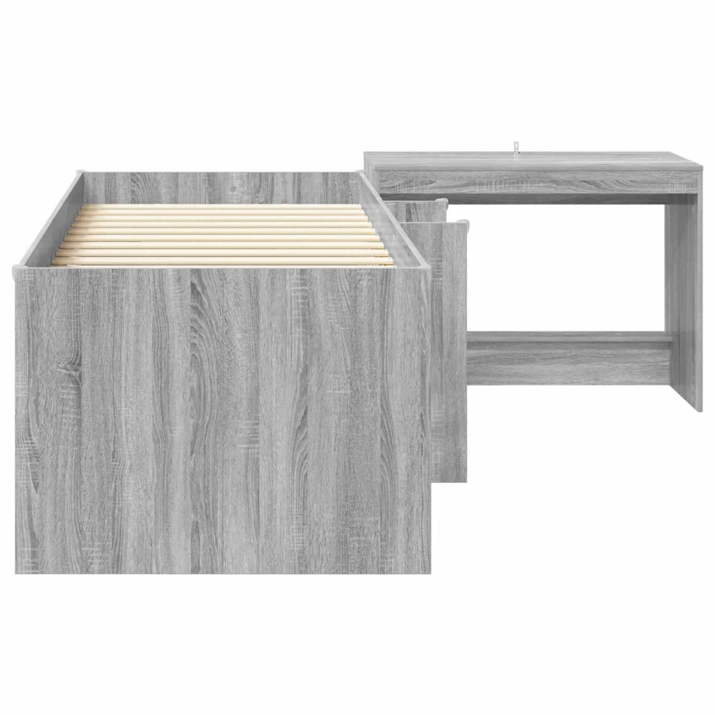 Letto alto per bambini con scrivania 2 pz Sonoma grigio 3423459