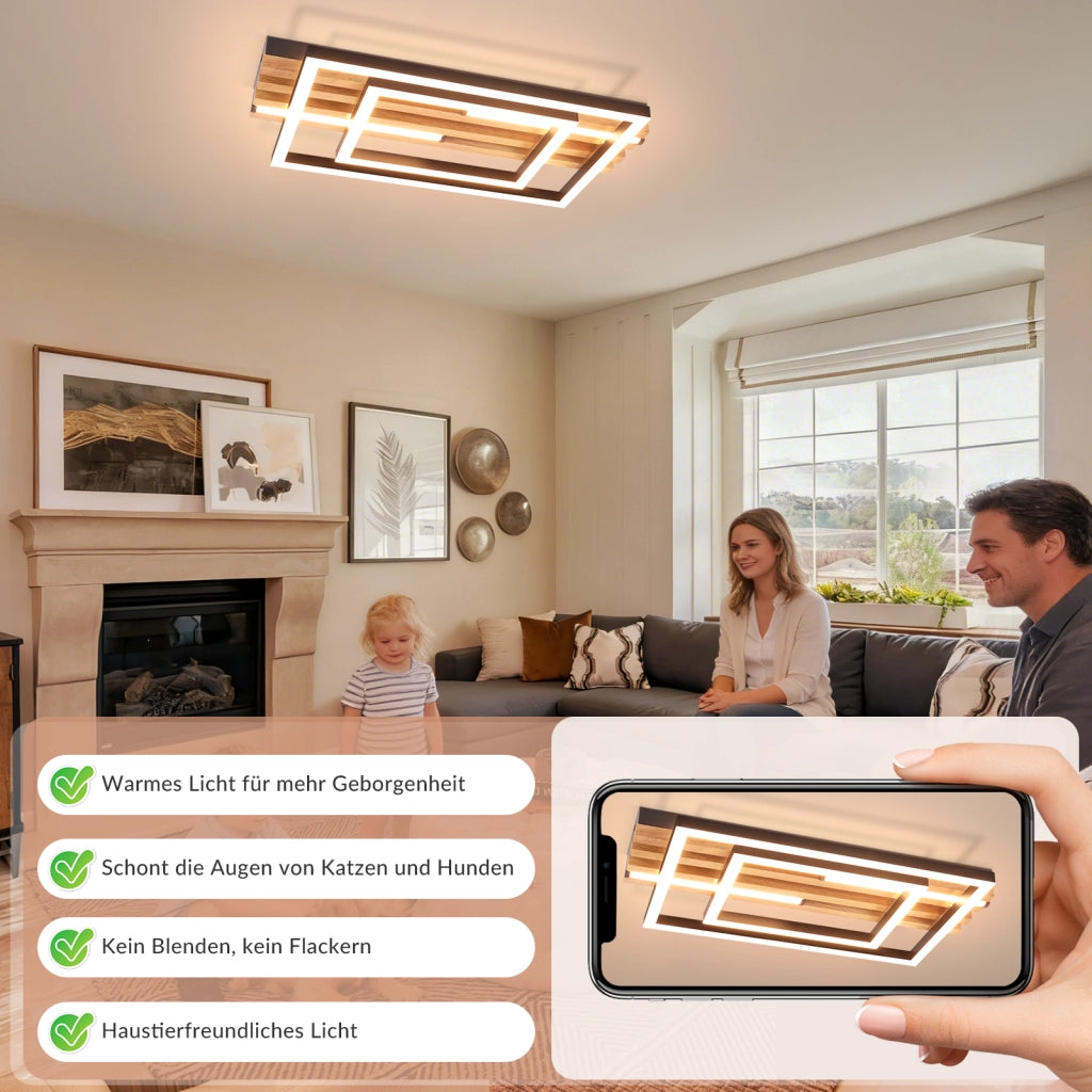 ZMH Plafoniera moderna LED quadrata geometrica in metallo 38cm 34W con telecomando per soggiorno camera da letto