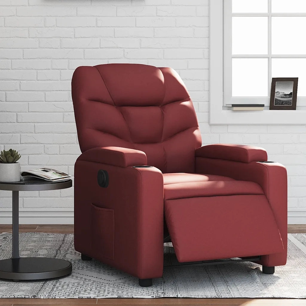 Poltrona | Sedia Relax Reclinabile Elettrica Rosso Vino in Similpelle