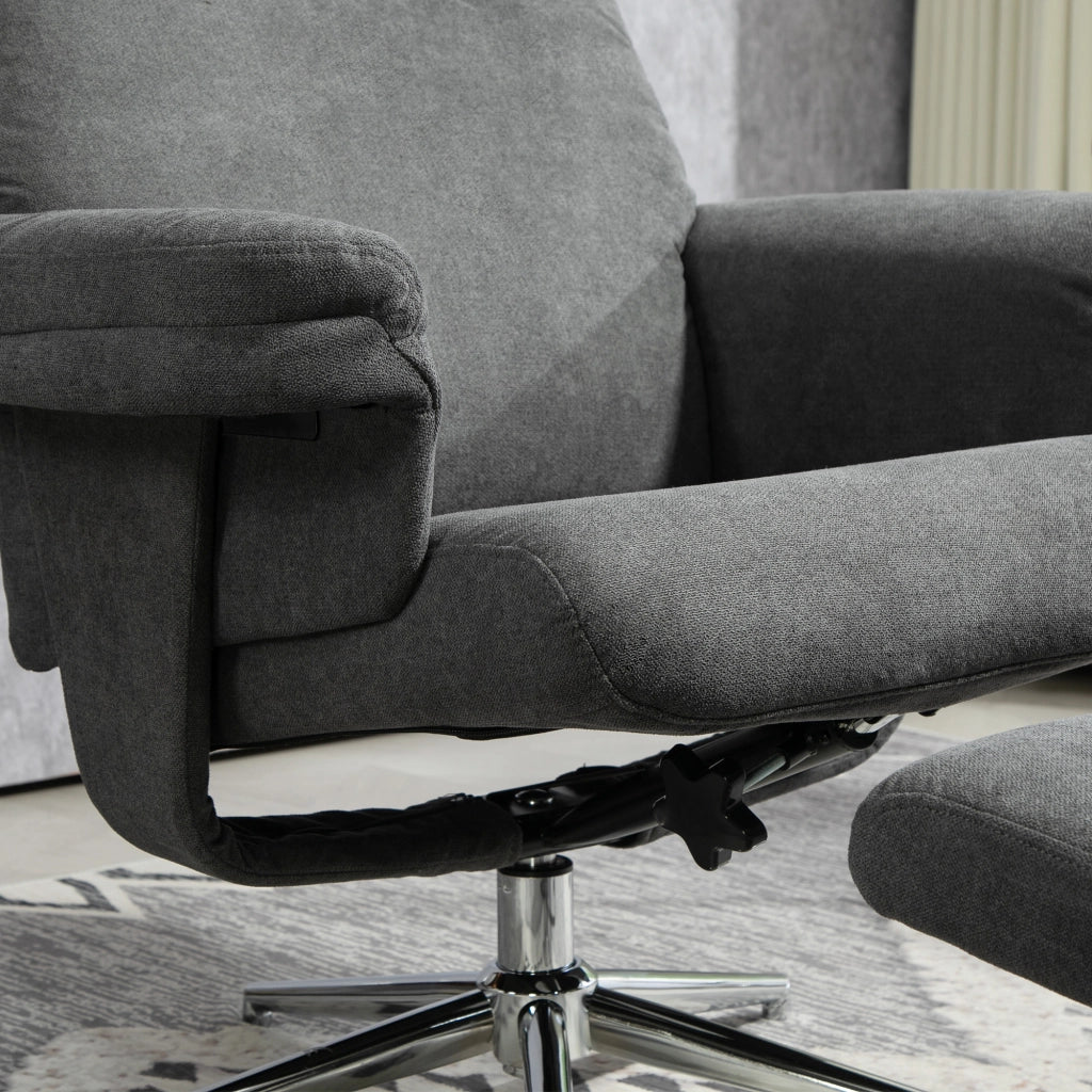 POLTRONA RECLINABILE con pouf 78x85x106 cm poliestere grigio scuro Set da 2 pezzi