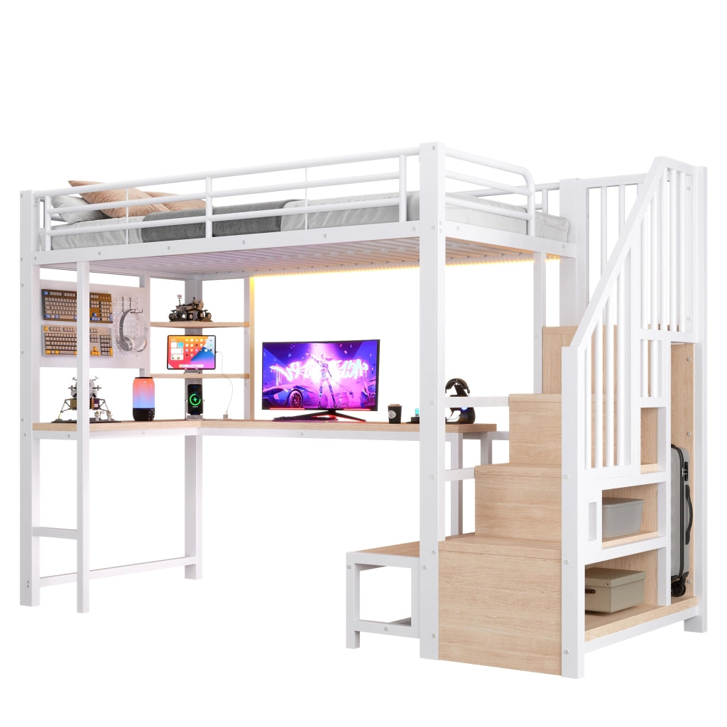 letto a castello mdf e metallo bianco 90 x 200 cm