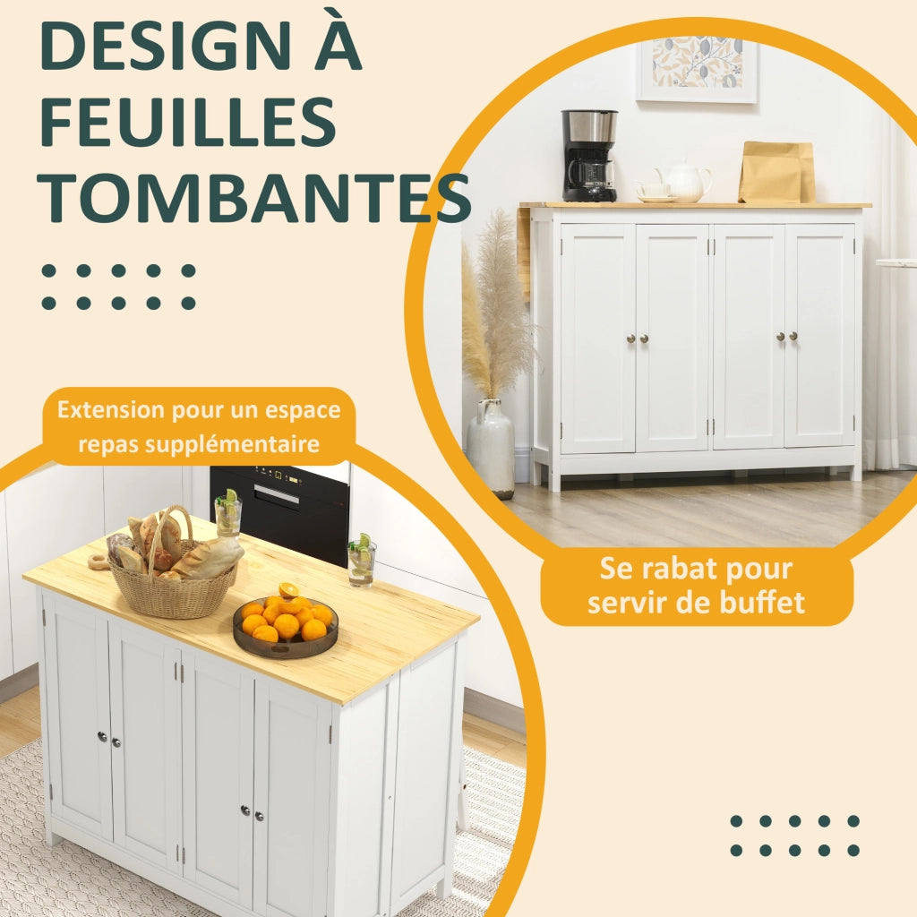 Tavolo da cucina con isola e 2 sgabelli ¨C Minimal ¨C bianco