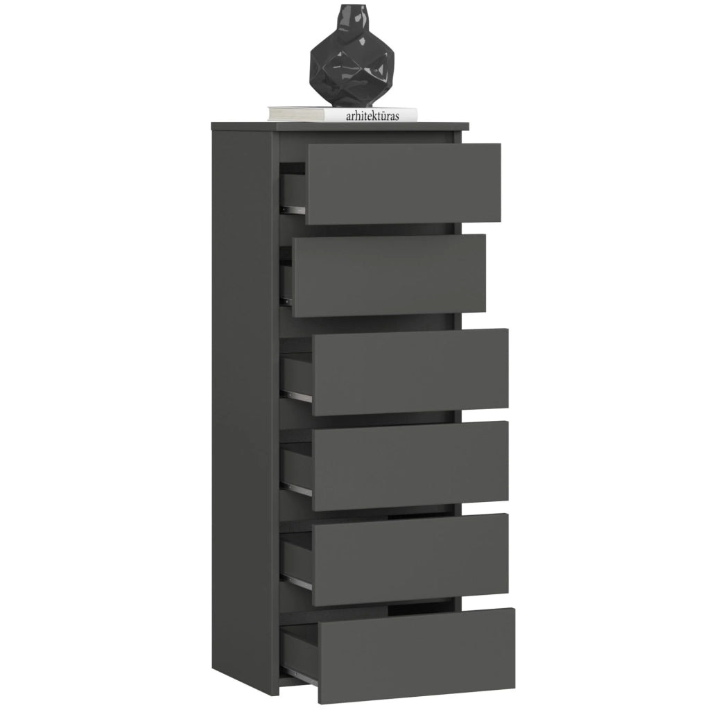 Cassettiera AKORD CL6 Cassettiera Grigia Grafite 40 cm 6 cassetti 40x35x109 cm