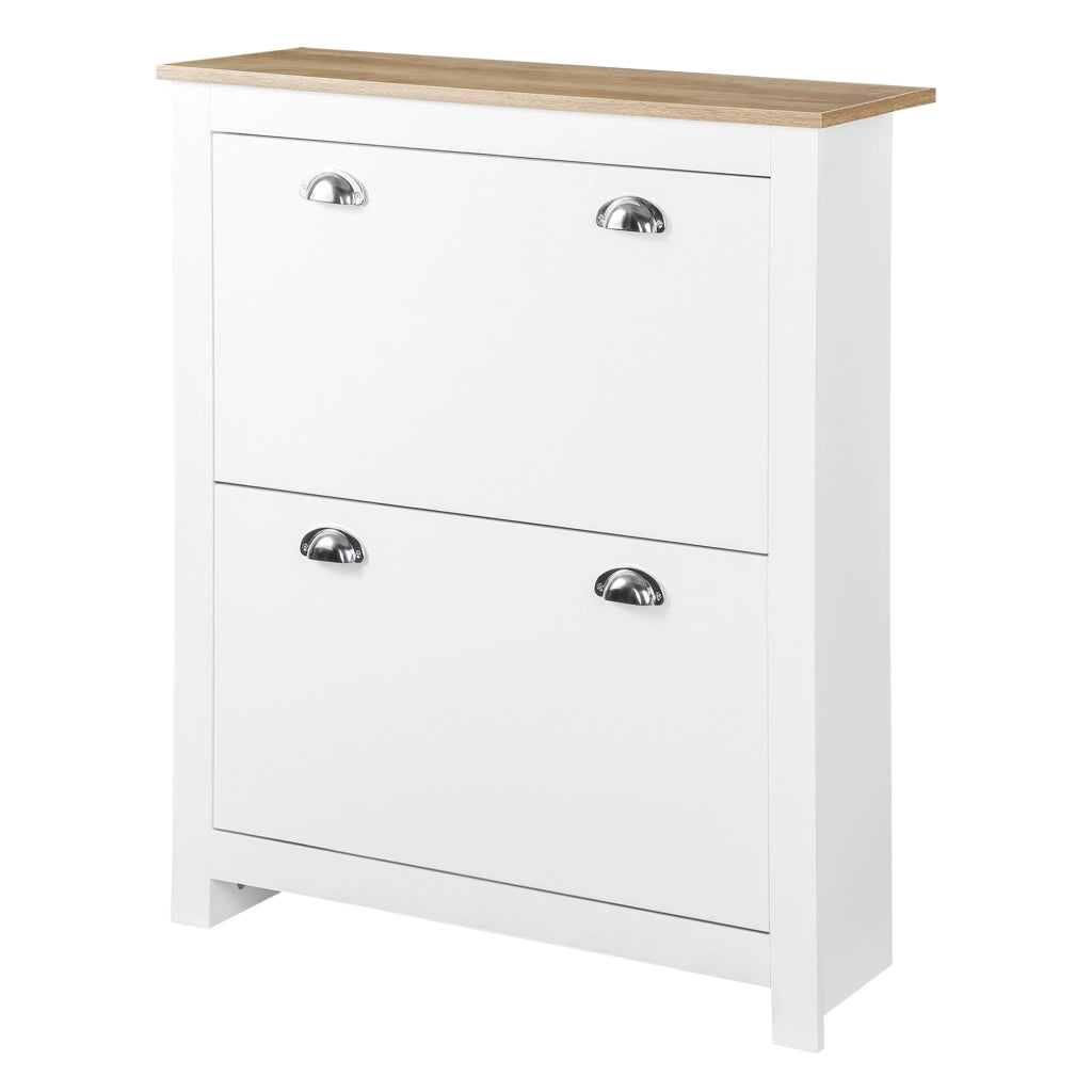 Scarpiera 12 paia ¨C zephmum ¨C bianco e rovere 79x23x90,5 cm