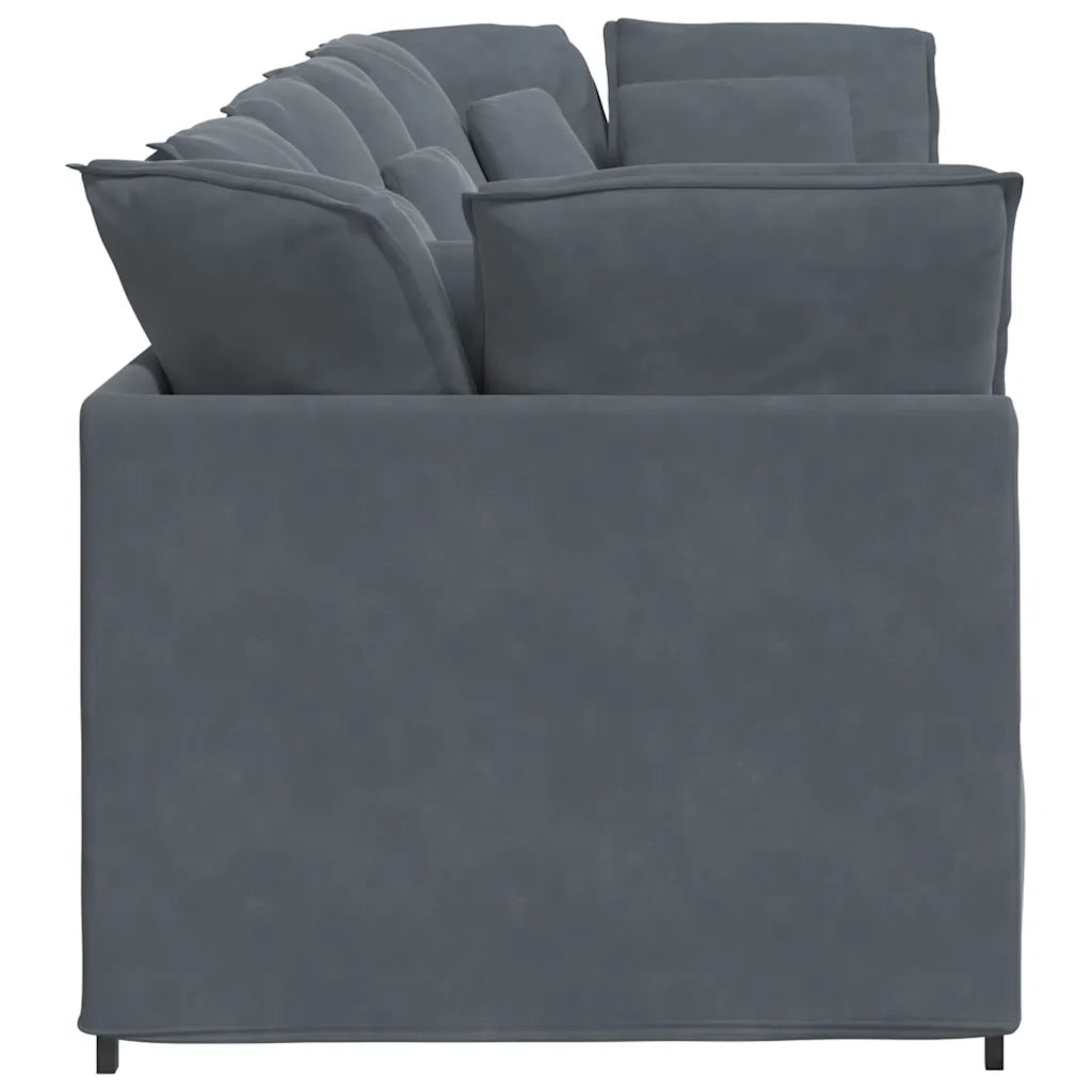 Divano Modulare con Cuscini in Velluto Grigio Scuro 3321280