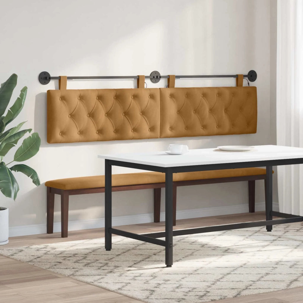 Testiera sospesa Con luce LED Marrone Velluto 3424729