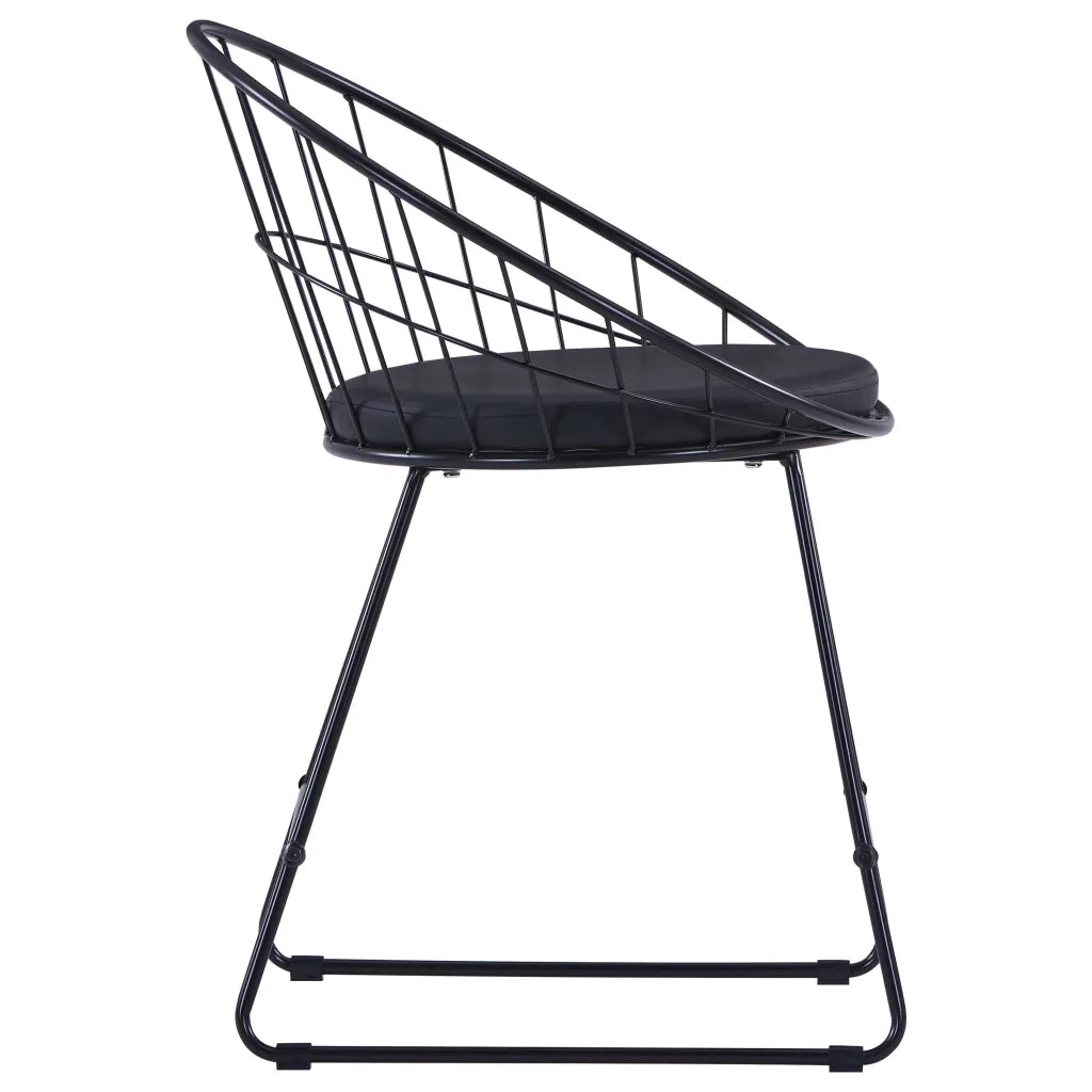 Sedie da Pranzo con Seduta in Similpelle 6 pz Nere in Acciaio 276236
