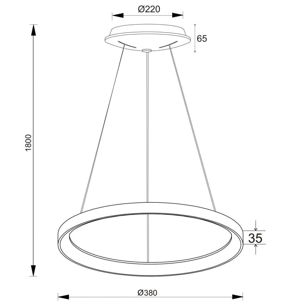 MEROPE 400 lampadario pendente LED 30W CCT dimmerabile lampada sospensione circolare 38m luce cucina tavolo bar ristorante 230V NERO