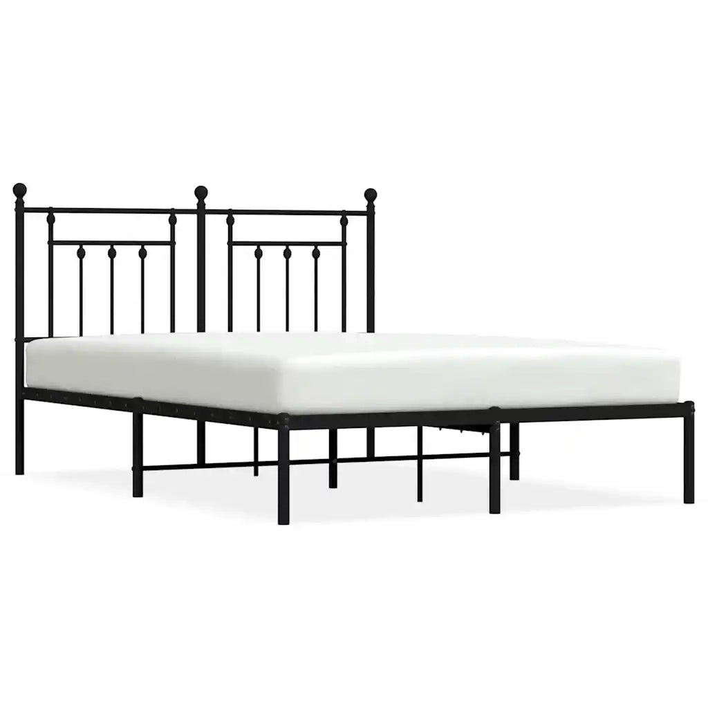 Giroletto con Testiera-Struttura Letto con testiera in Metallo Nero 140x190 cm 824182