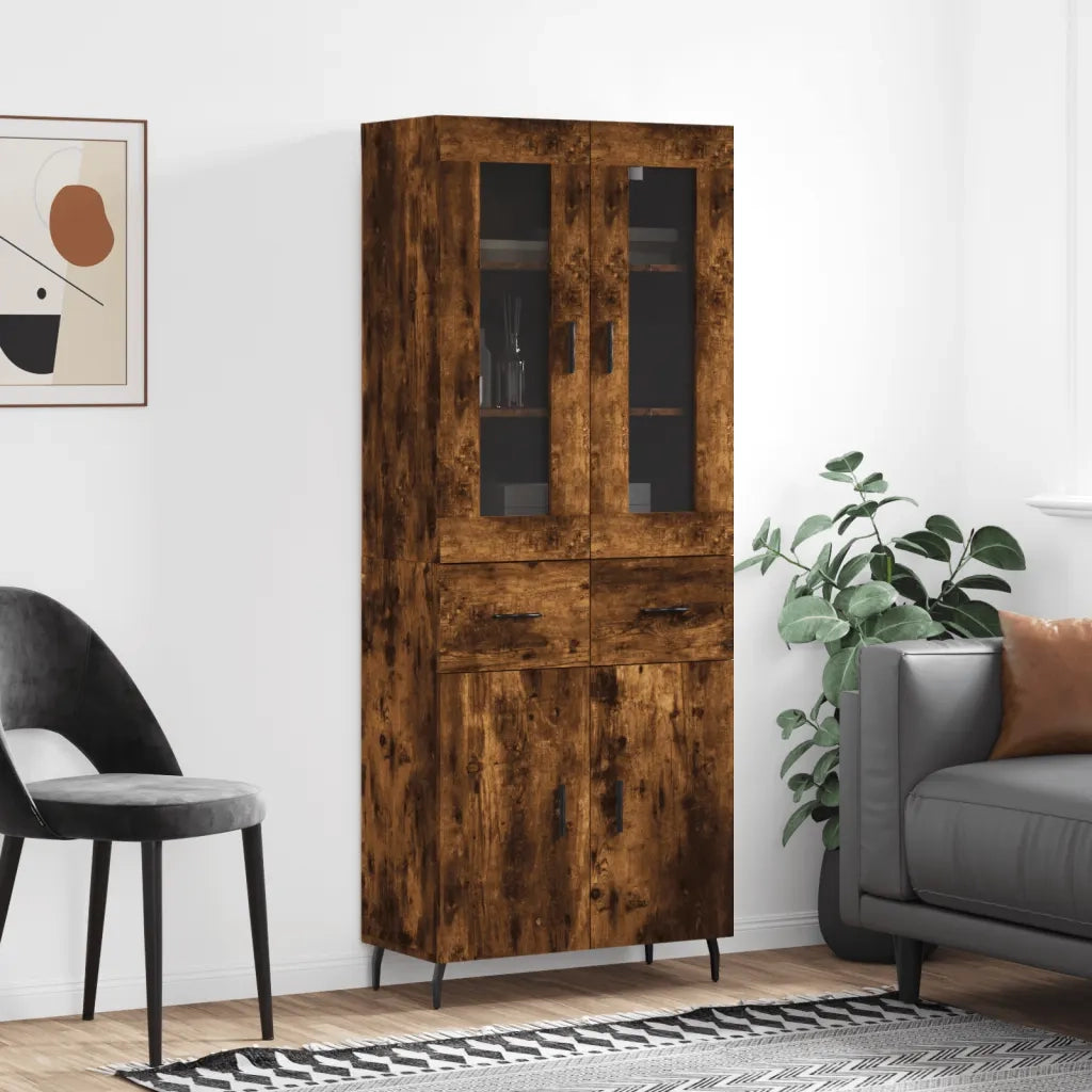 Credenza | Madia | Buffet da pranzo | Armadio da pranzo Rovere Fumo 69,5x34x180 cm in Legno Multistrato