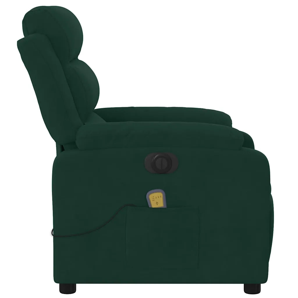 Poltrona Massaggiante Reclinabile Elettrica Verde Scuro Velluto 3205083