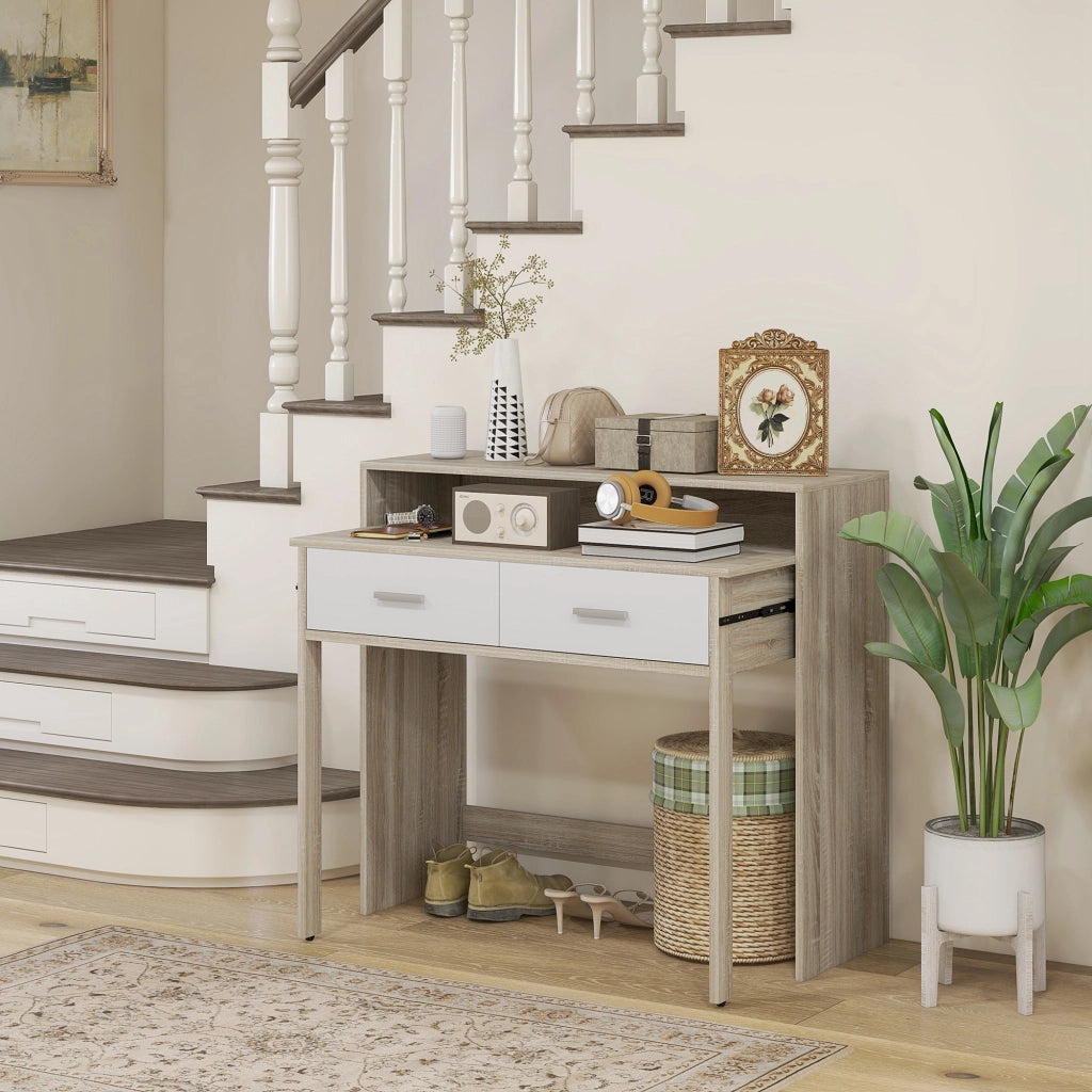 Scrivania Estensibile con Cassetti e Ruote ¨C Minimal ¨C 95x35x87 Roble