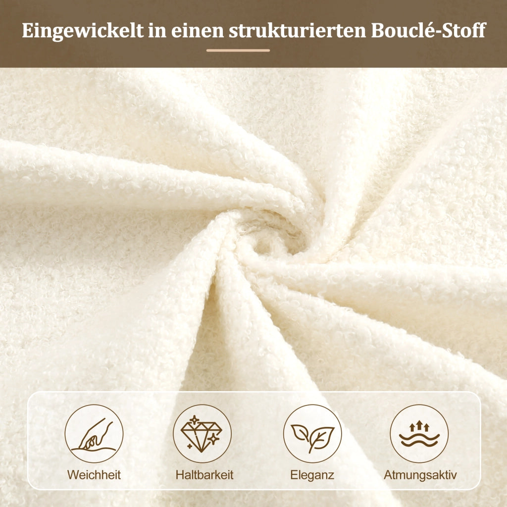 letto imbottito bouclé beige 90 x 200 cm