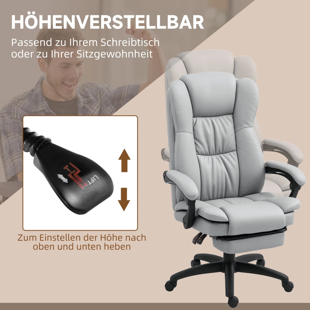 Sedia da ufficio con funzione massaggio, sedia ergonomica da scrivania con funzione reclinabile, sedia direzionale regolabile in altezza con funzione