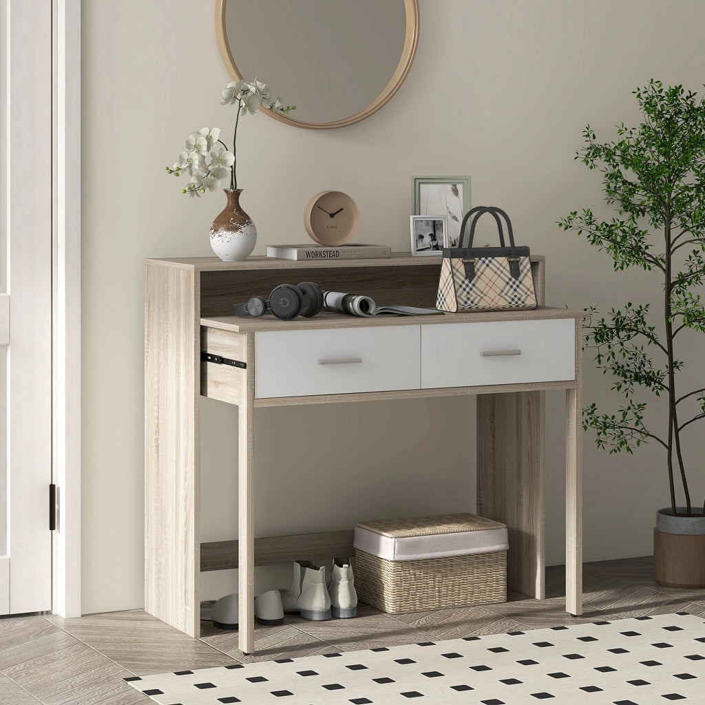 Scrivania Estensibile con Cassetti e Ruote ¨C Minimal ¨C 95x35x87 Roble