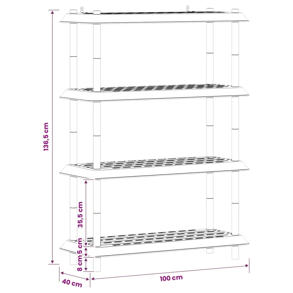 Unità di scaffalatura 4 livelli 100 x 40 x 136,5 cm PP 8011751