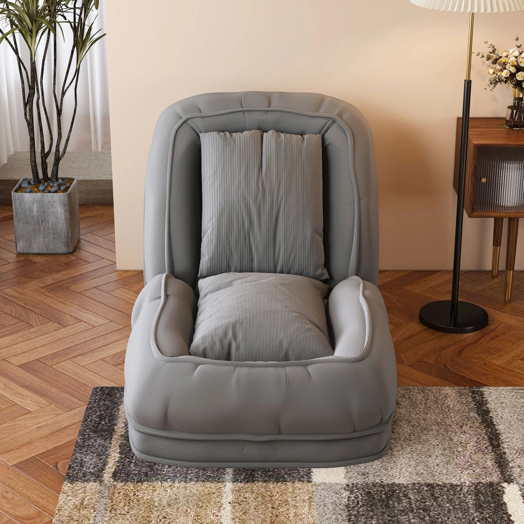 Divano letto pieghevole ergonomico con schienale regolabile a 5 posizioni in tessuto grigio