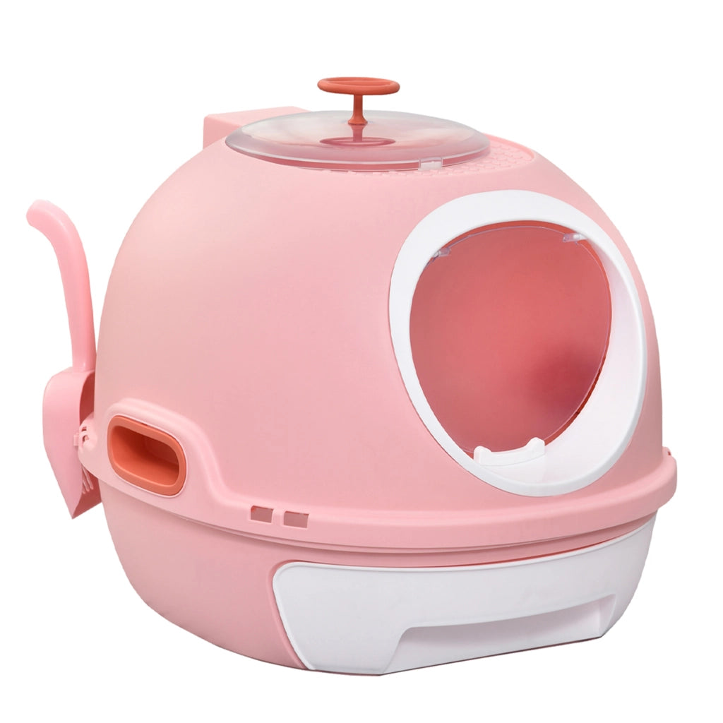 Casetta igienica per gatti con cassetto scorrevole e porta ¨C Minimal ¨C 47x55x44 cm rosa