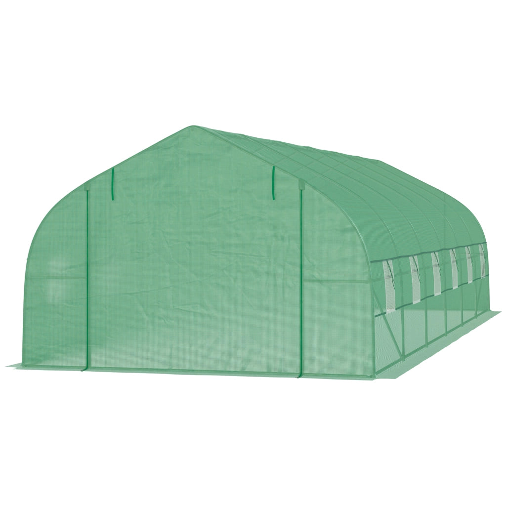 Serra tunnel da giardino ¨C Xylo ¨C 8x3x2m, telaio acciaio, 12 finestre, verde