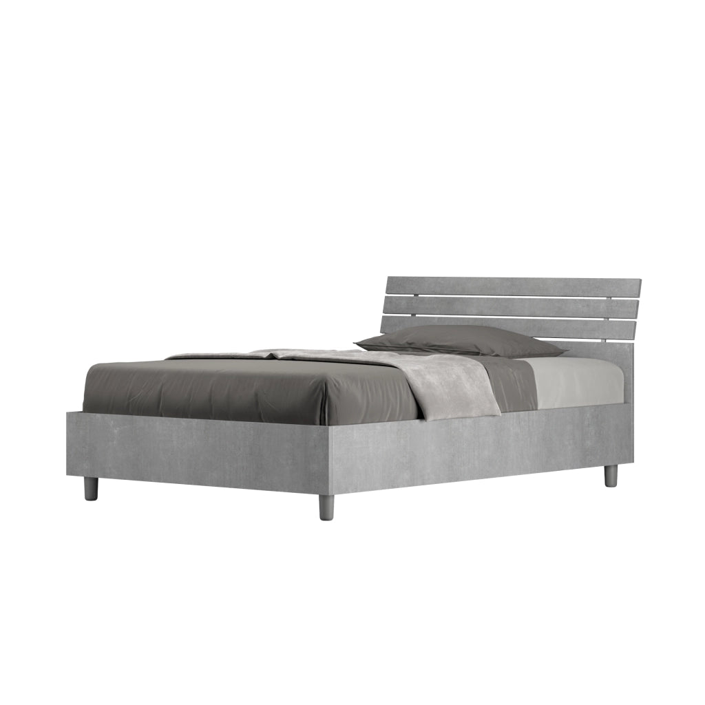 BS COM Letto una piazza e mezza contenitore 120x200 testata inclinata con doghe cemento