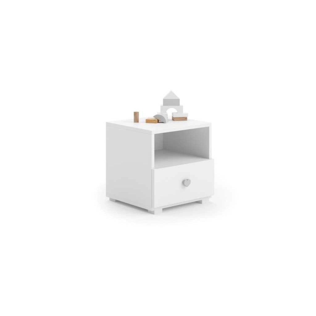 Comodino per cameretta Emi bianco con pomello grigio