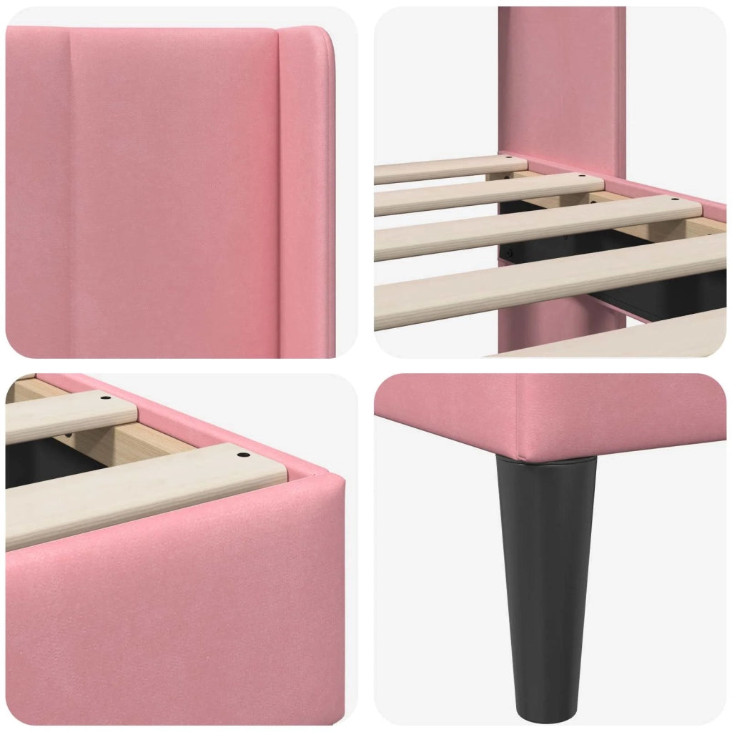 Struttura del letto con testiera-Giroletto Rosa 100 x 200 cm Velluto 726431