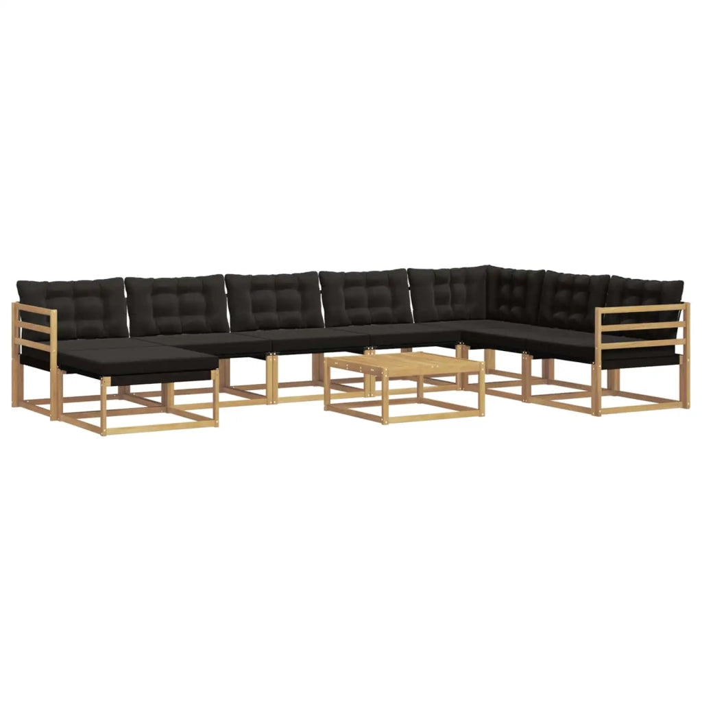 Set di divani da esterno 9 pcs Bianco e Nero 3388986