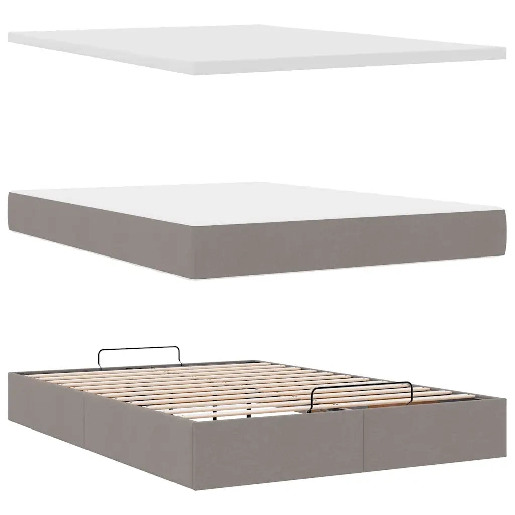 Pouf Letto con Materasso Tortora 140x190 cm in Tessuto 3311377