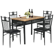 Set tavolo e sedie imbottite da cucina 5 pezzi, Tavolo rettangolare 107 cm con sedie per 4 persone Nero-Tavoli e sedie da pranzo