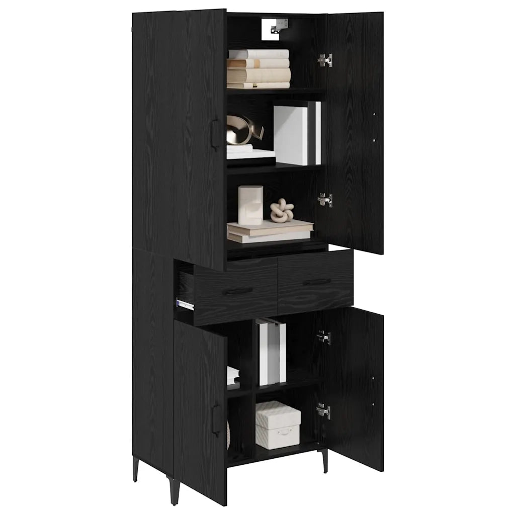 Credenza-Buffet-Armadio da cucina Rovere Nero 69,5 x 34 x 180 cm Legno multistrato 614695