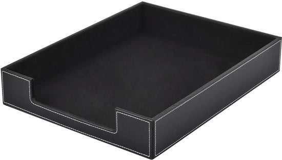 Borsa per lettere in pelle, articoli da ufficio, organizzatore multifunzionale per scrivania, posta, carta, documenti, riviste, gioielli, cosmetici, cassetto ripiegabile per organizzazione ufficio, nero