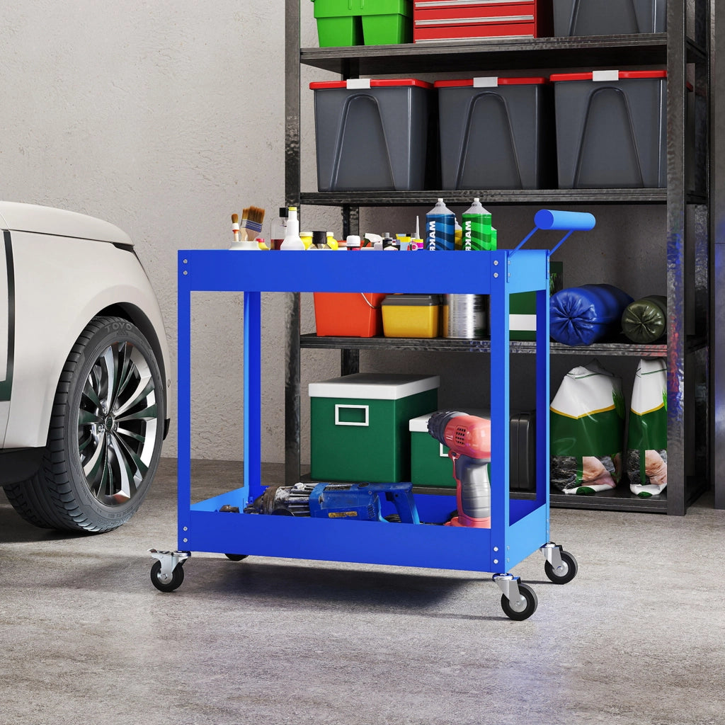 Carrello Porta Attrezzi 2 Ripiani ¨C Xylo ¨C Blu, 84,5x38x84cm