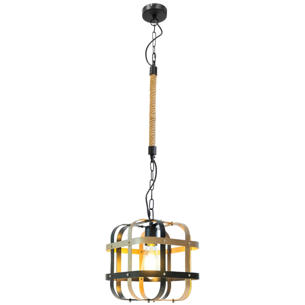 Lampada a sospensione Klatka nero oro E27 Polux Ø25 cm