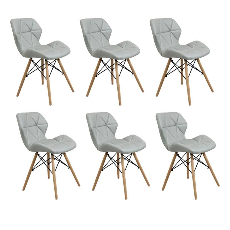 SET 6 SEDIE ANNAPOLIS MODERNA IN ECOPELLE GRIGIA E LEGNO 41 X 49 X H71 CM