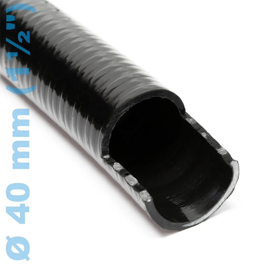 Tubo flessibile per laghetti in PVC da 25 m diametro 38 mm 550 g/m nero per pompe per laghetti 16_0001614