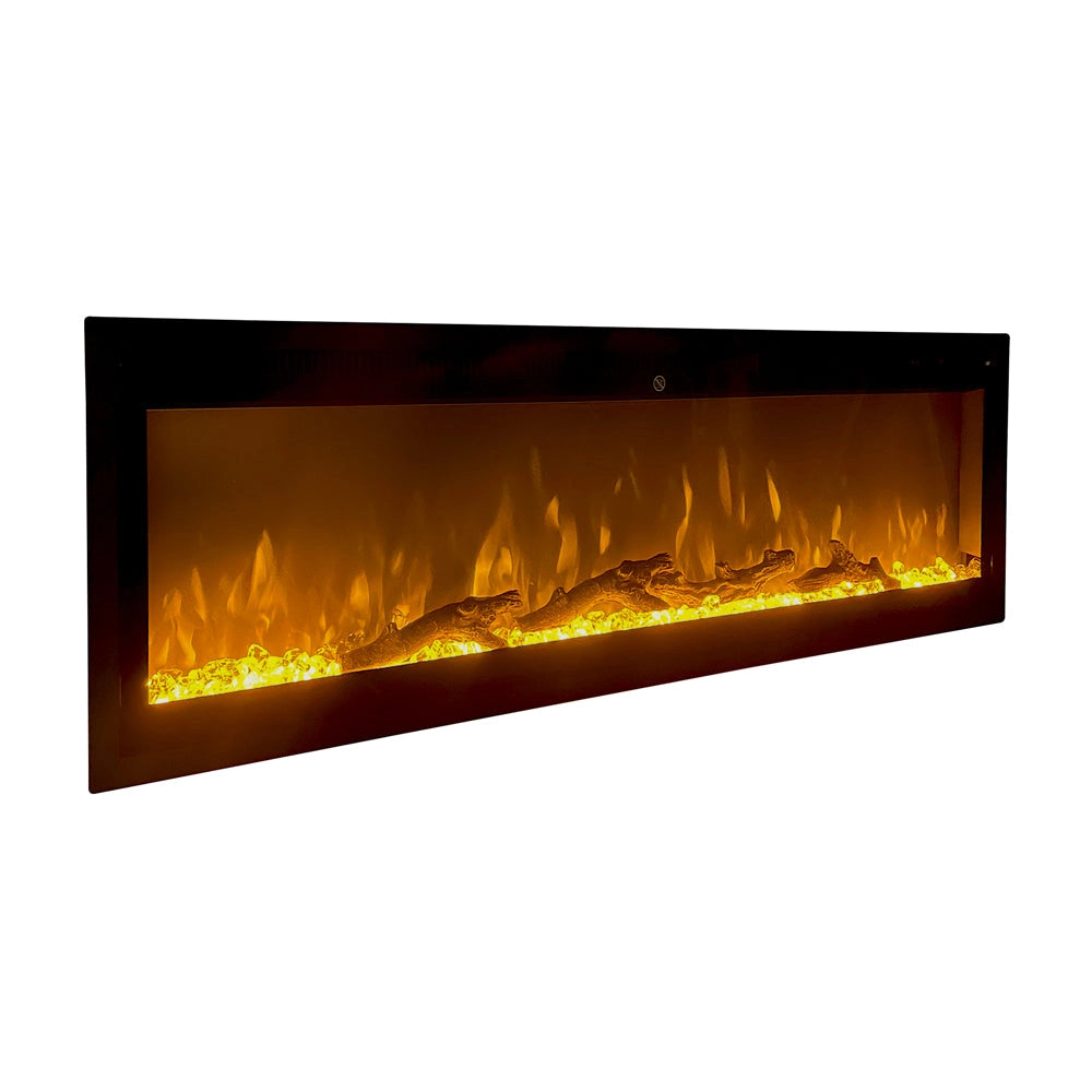 Camino elettrico caminetto da parete a incasso frontale CHICAGO130 L127 x P14 x H45